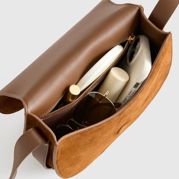 Quince Italian Suede Saddle Bag NEW - Picture 5 of 9